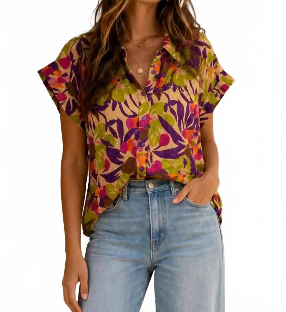 NEW SEE U SOON relaxed button-up floral blouse in multicolor